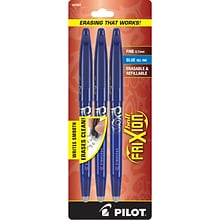 Pilot FriXion Ball Erasable Gel Pens, Fine Point, Blue Ink, 3/Pack (31567)