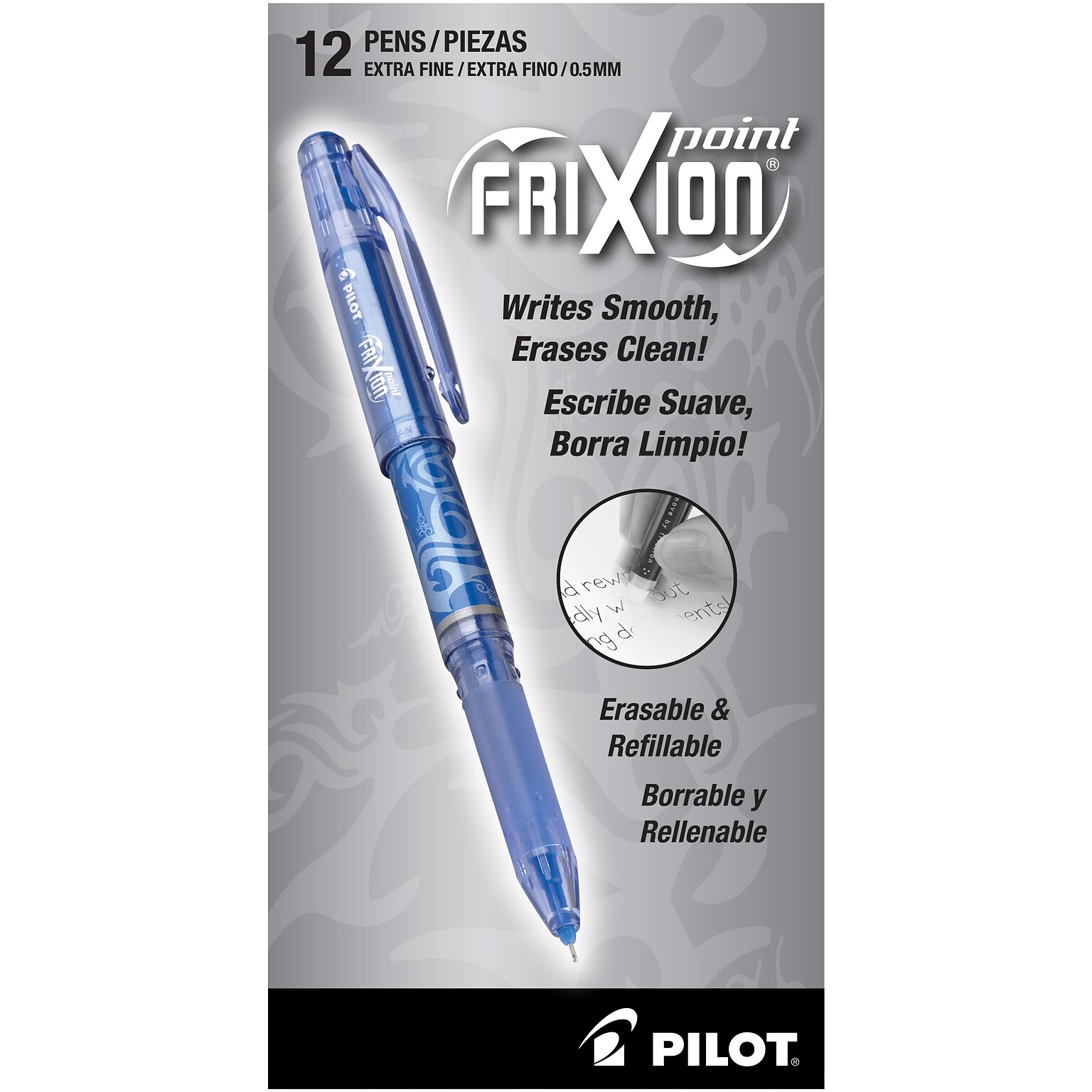 Pilot FriXion Point Erasable Gel Pens, Extra Fine Point, Blue Ink, Dozen (31574)