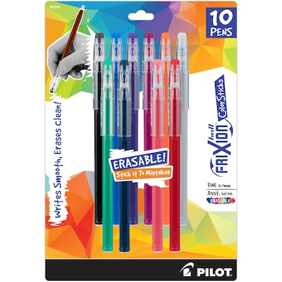 Pilot FriXion Ball ColorSticks Erasable Gel Pens, Fine Point, Assorted Ink, 10/Pack (32454)