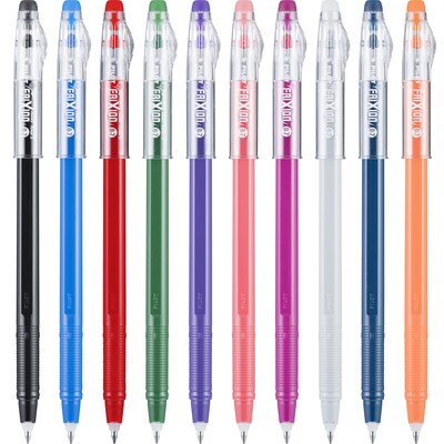 Pilot FriXion Ball ColorSticks Erasable Gel Pens, Fine Point, 0.7mm, Assorted Ink, 10/Pack (32454)