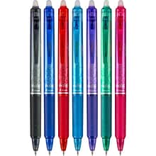 Pilot FriXion Ball Clicker Erasable Gel Pens, Extra Fine Point, Assorted Ink, 7/Pack (32509)