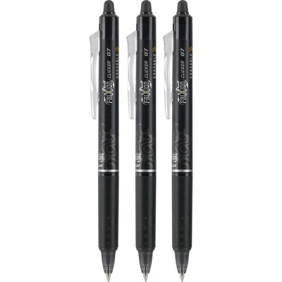 Pilot FriXion Ball Clicker Erasable Gel Pens, Fine Point, 0.7mm, Black Ink, 3/Pack (31464)