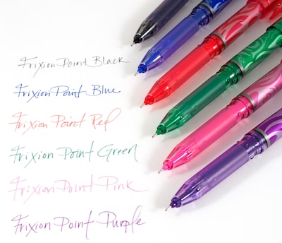 Pilot FriXion Point Erasable Gel Pens, Extra Fine Point, Assorted Ink, 6/Pack (46524)