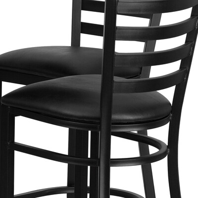 Flash Furniture 30" Black Laminate Table Set With 4 Ladder Back Metal Bar Stools, Black (HDBF1021)
