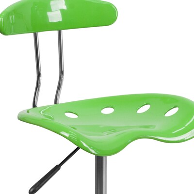 Flash Furniture Elliott Armless Plastic and Chrome Task Office Chair with Tractor Seat, Apple Green and Chrome (LF214APLGN)