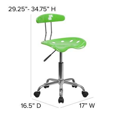 Flash Furniture Elliott Armless Plastic and Chrome Task Office Chair with Tractor Seat, Apple Green and Chrome (LF214APLGN)