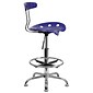 Flash Furniture Chrome Low Back Drafting Stool With Tractor Seat, Vibrant Deep Blue (LF215DEEPBLUE)