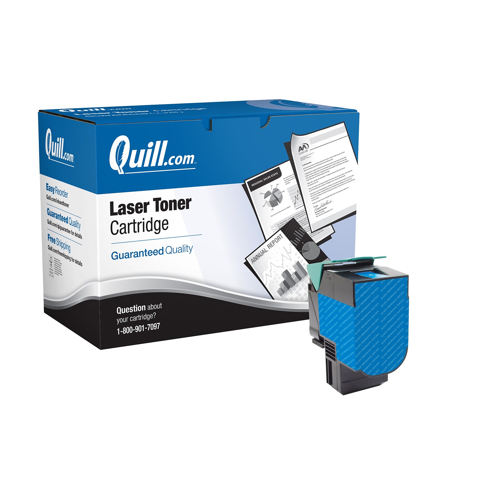 Quill Brand® Lexmark C540/C544 Remanufactured Cyan Laser Toner Cartridge, High Yield (C540H1CG)