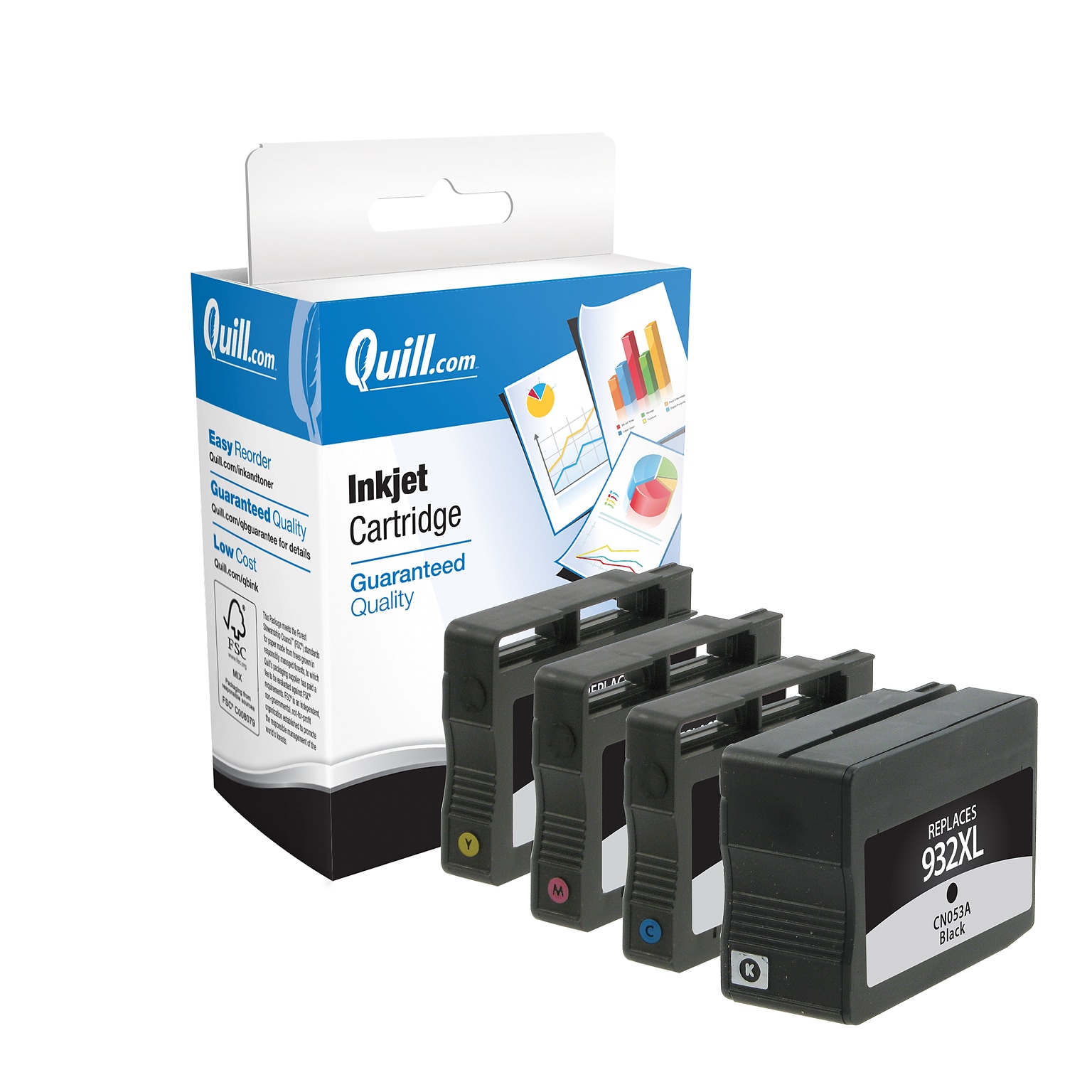 Quill Brand® Remanufactured Black High Yield C/M/Y Standard Yield Ink Cartridge Replacement for HP 932XL/933, 4-Pack (N9H62FN)