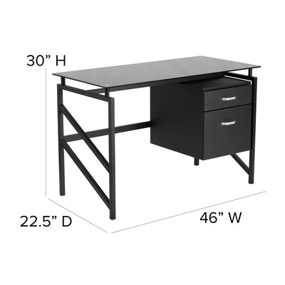 Flash Furniture 46" Glass Glass Computer Desks Black (NANWK036)