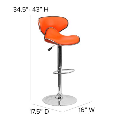 Flash Furniture Contemporary Vinyl Adjustable Height Barstool with Back, Orange (DS815ORG)