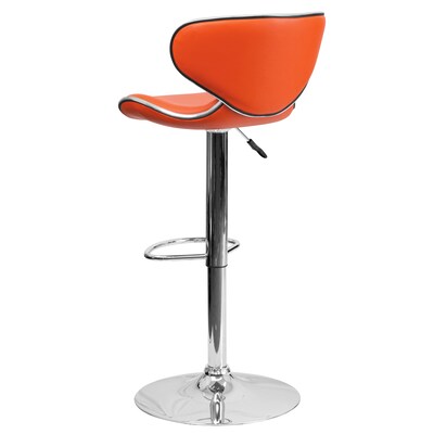 Flash Furniture Contemporary Vinyl Adjustable Height Barstool with Back, Orange (DS815ORG)