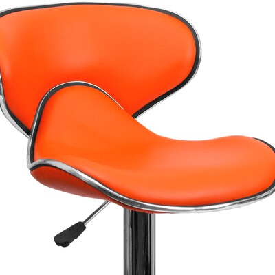 Flash Furniture Contemporary Vinyl Adjustable Height Barstool with Back, Orange (DS815ORG)