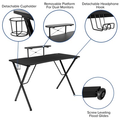 Flash Furniture 52"W Table Desk, Black (NAN-RS-G1031-BK-GG)