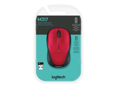 Logitech M317 Wireless Optical Mouse, Red (910-002893)