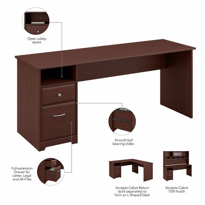 Bush Furniture Cabot 72W Computer Desk with Hutch and Drawers, Harvest Cherry (CAB049HVC)