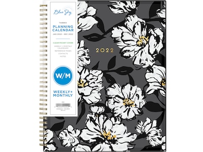 2022 Blue Sky Baccara Dark 8.5 x 11 Weekly & Monthly Planner, Black/White/Yellow (110211-22)
