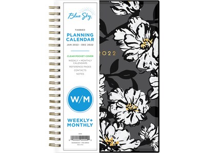 2022 Blue Sky Baccara Dark 5 x 8 Weekly & Monthly Planner, Black/White/Yellow (110212-22)