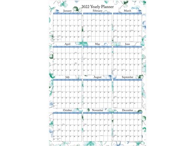2022 Blue Sky Lindley 36 x 24 Yearly Dry-Erase Wall Calendar, Reversible, White/Blue/Green (100030-22)