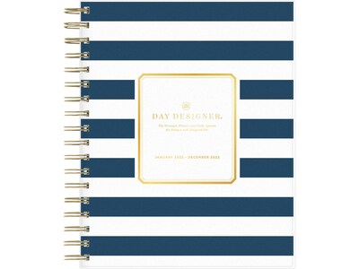 2022 Blue Sky 8 x 10 Daily & Monthly Planner, Day Designer, Navy Stripe (103622-22)