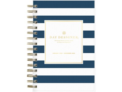 2022 Blue Sky 5 x 8 Daily & Monthly Planner, Day Designer, Navy Stripe (103623-22)