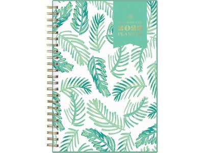 2022 Blue Sky Day Designer Palms 5 x 8 Weekly & Monthly Planner, White/Green (137362)