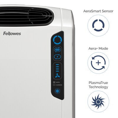 Fellowes AeraMax DX55 True HEPA Console Air Purifier, White (9320701)