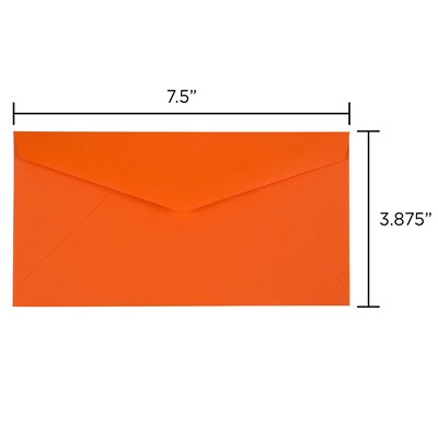 JAM Paper Monarch Open End Invitation Envelope, 3 7/8" x 7 1/2", Brite Hue Orange, 50/Pack (34097575I)