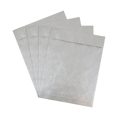JAM Paper Open End Tyvek Catalog Envelope, with Peel & Seal Closure, 11 1/2" x 14 1/2", Silver, 25/Pack (V021387)