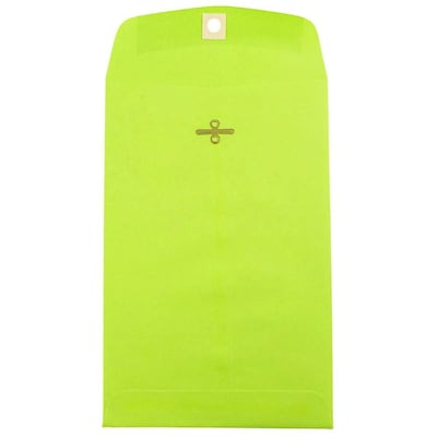 JAM Paper® 6 x 9 Open End Catalog Colored Envelopes with Clasp Closure, Ultra Lime Green, 100/Pack (