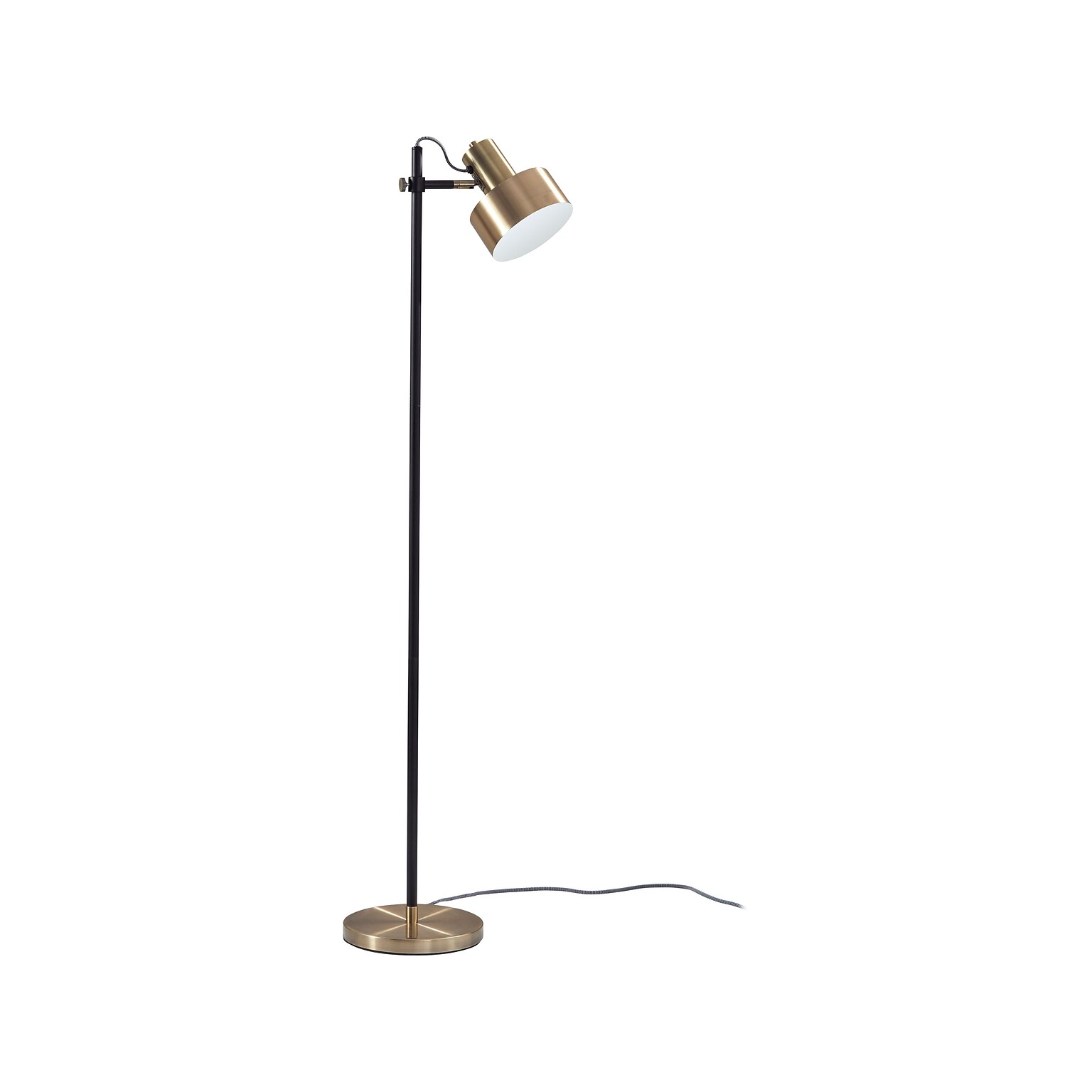 Adesso Clayton 56.5 Matte Black/Antique Brass Floor Lamp with Cylindrical Shade (3587-01)