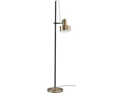 Adesso Clayton 56.5" Matte Black/Antique Brass Floor Lamp with Cylindrical Shade (3587-01)