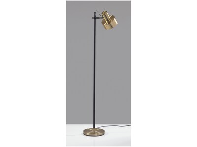 Adesso Clayton 56.5" Matte Black/Antique Brass Floor Lamp with Cylindrical Shade (3587-01)