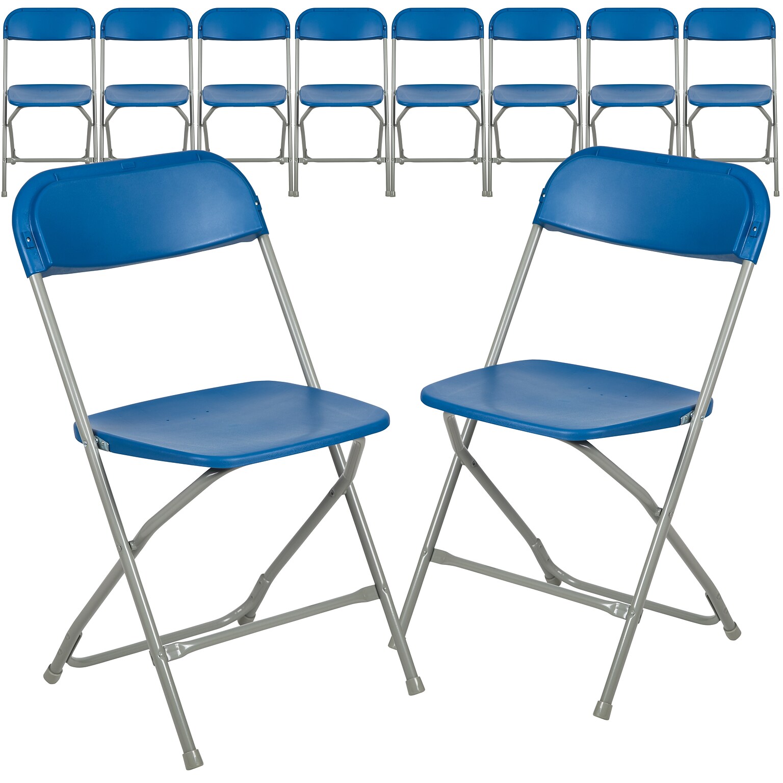 Flash Furniture HERCULES Premium Catering Events/Game Night/School/Wedding/Barbecue Stacking & Folding Chair, Blue/Gray