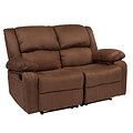 Flash Furniture Harmony Series 56 Microfiber Loveseat with Two Built-In Recliners, Chocolate Brown (BT70597LSBNMIC)