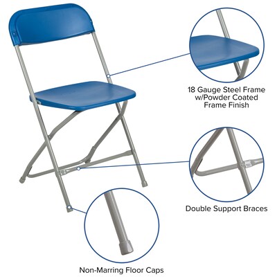 Flash Furniture HERCULES Premium Catering Events/Game Night/School/Wedding/Barbecue Stacking & Folding Chair, Blue/Gray