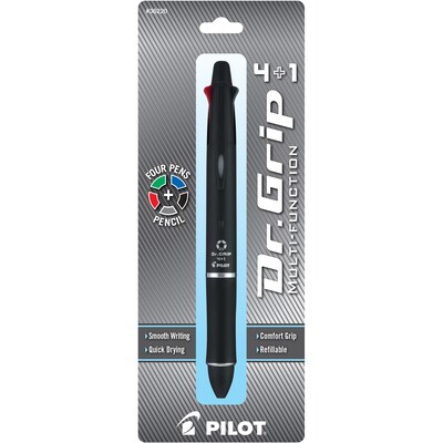 Pilot Dr. Grip 4 + 1 Multi-Function Pen + Pencil, Fine Point, 4 Assorted Inks (36220)