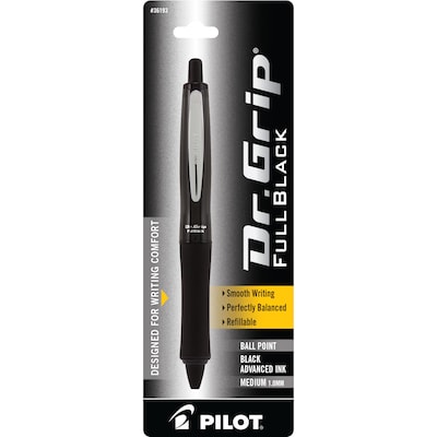 Pilot Dr. Grip FullBlack Retractable Ballpoint Pen, Medium Point, Black Ink (36193)