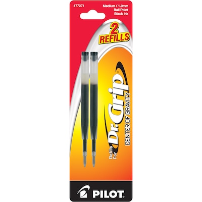 Pilot Dr. Grip Center Of Gravity Ballpoint Pen Refill, Medium Tip, Black Ink, 2/Pack (77271)