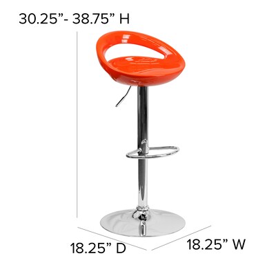 Flash Furniture Contemporary Plastic Cutout Back Barstool, Adjustable Height, Orange (CHTC31062ORG)