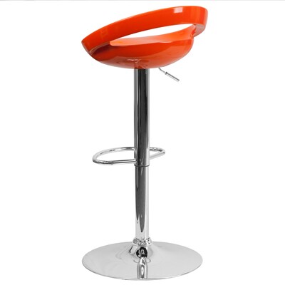 Flash Furniture Contemporary Plastic Cutout Back Barstool, Adjustable Height, Orange (CHTC31062ORG)