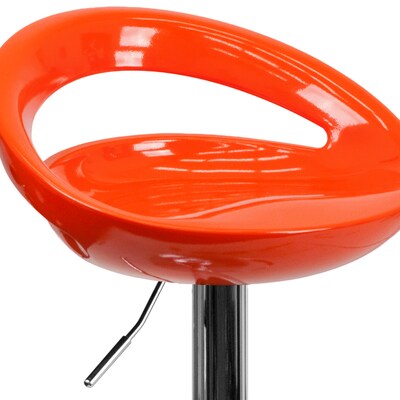Flash Furniture Contemporary Plastic Cutout Back Barstool, Adjustable Height, Orange (CHTC31062ORG)