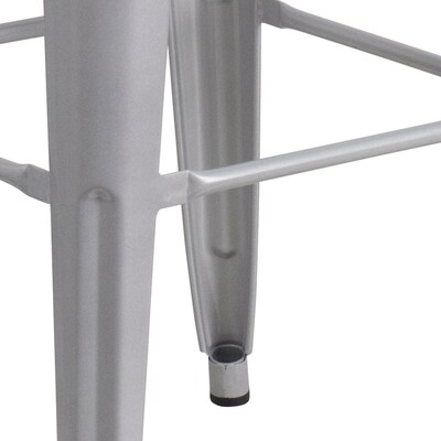 Flash Furniture Kai Industrial Metal Barstool without Back, Silver (CH3132030SIL)