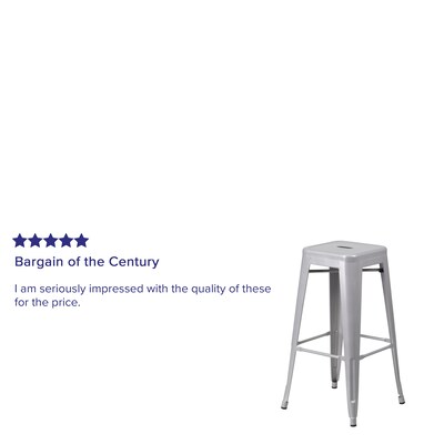 Flash Furniture Kai Industrial Metal Barstool without Back, Silver (CH3132030SIL)