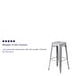 Flash Furniture Kai Industrial Metal Barstool without Back, Silver (CH3132030SIL)