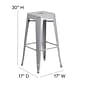 Flash Furniture Kai Industrial Metal Barstool without Back, Silver (CH3132030SIL)