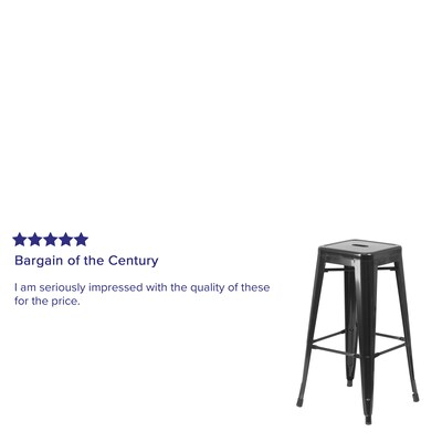 Flash Furniture Kai Industrial Metal Barstool without Back, Black (CH3132030BK)
