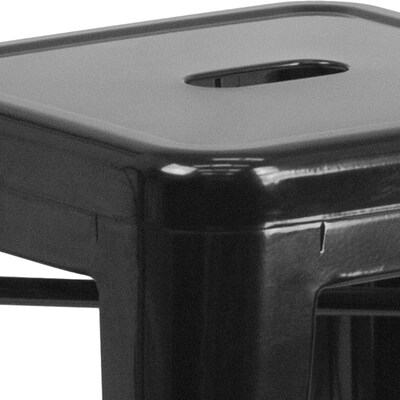 Flash Furniture Kai Industrial Metal Barstool without Back, Black (CH3132030BK)