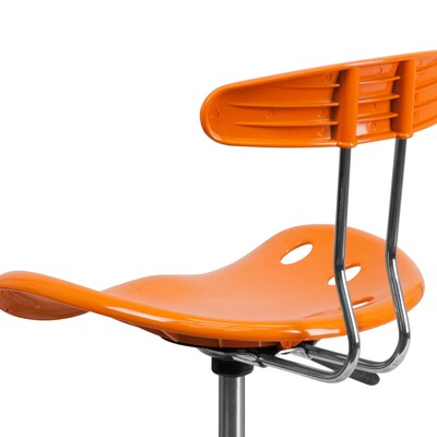 Flash Furniture Low Back Polymer Drafting Stool With Tractor Seat, Vibrant Orange