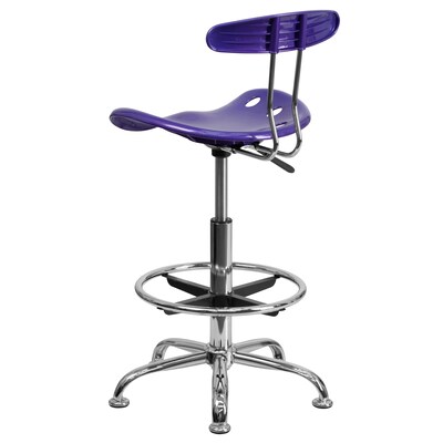 Flash Furniture Low Back Polymer Drafting Stool With Tractor Seat, Vibrant Violet (LF215VIOLET)